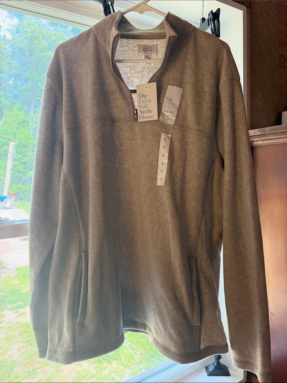 croft & barrow mock neck buff colored, Fleece Quarter-Zip Pullover- NWT